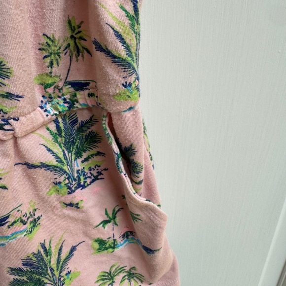 Wonder Nation 3T Girls Pink and Green Tropical Island Romper with Pockets - Picture 3 of 6